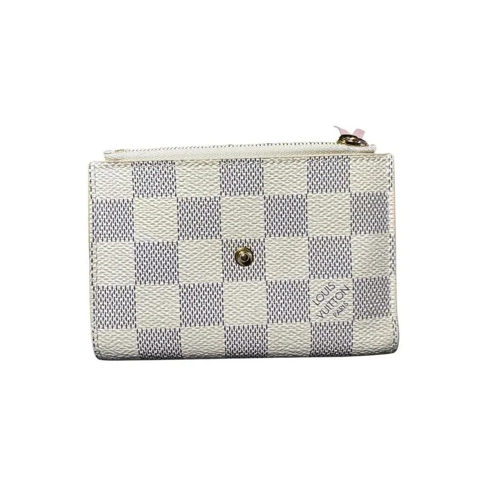 Louis Vuitton Damier Azur LV Victorine Compact Wallet Rose Ballerine Accents